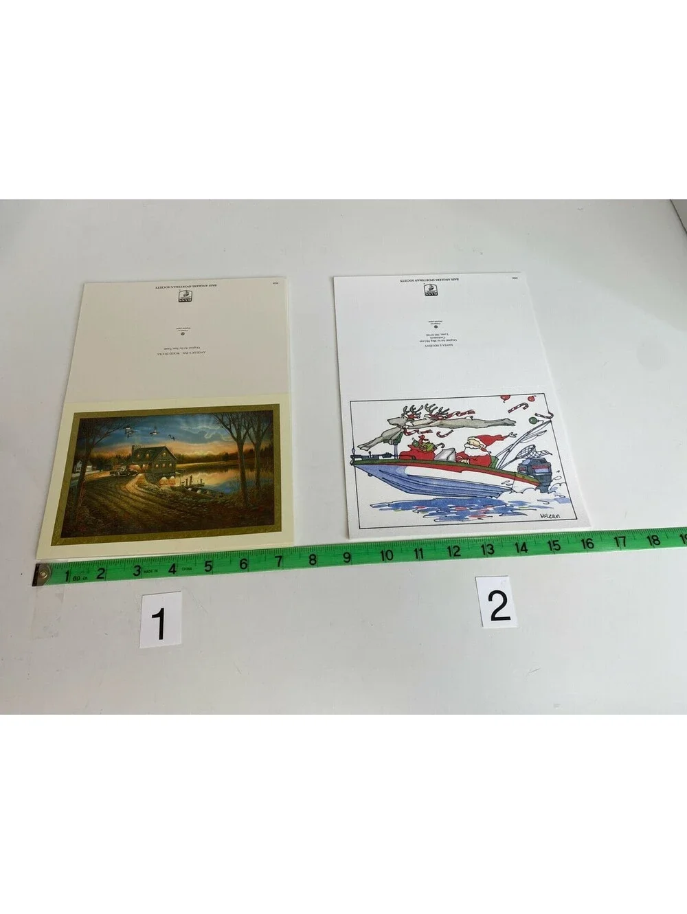 Vintage Fishing Christmas Card Lot with Envelopes Bass Cats Boat Cabin Lake